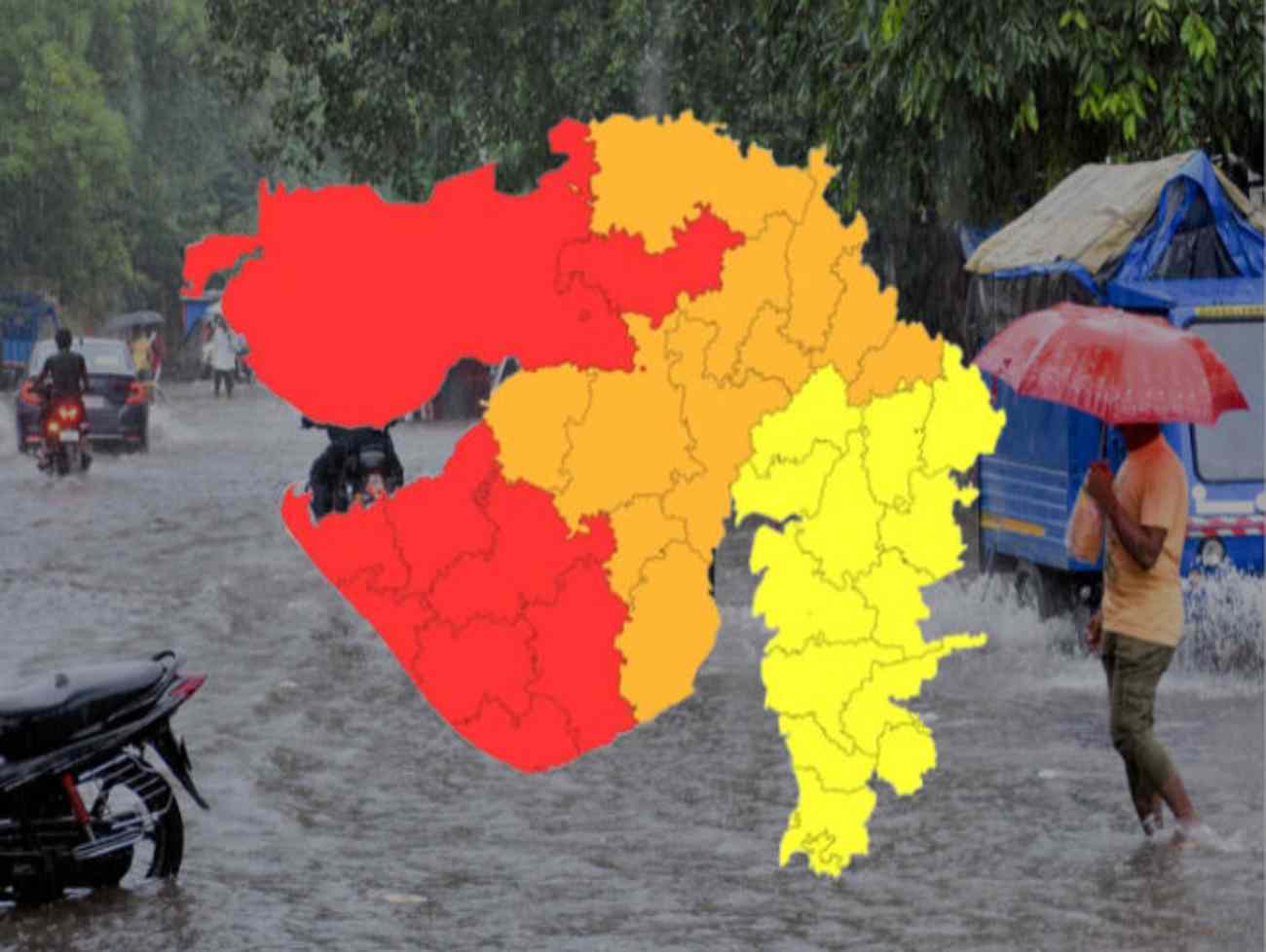 ગુજરાતમાં કરા સાથે વરસાદની આગાહી: 9 જિલ્લામાં રેડ ઍલર્ટ, 60થી 80 કિમીની ઝડપે પવન ફૂંકાશે