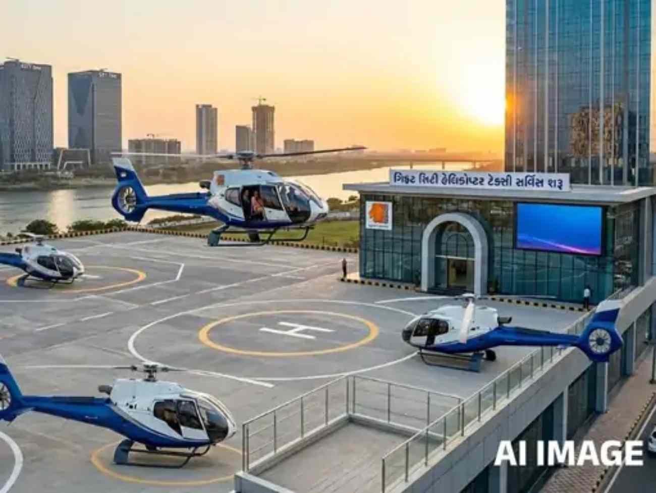 અમદાવાદથી ગાંધીનગર હવે ઊડીને પહોંચી શકશો!:24 કલાક હેલિકોપ્ટર એર ટેક્સી શરૂ થશે,