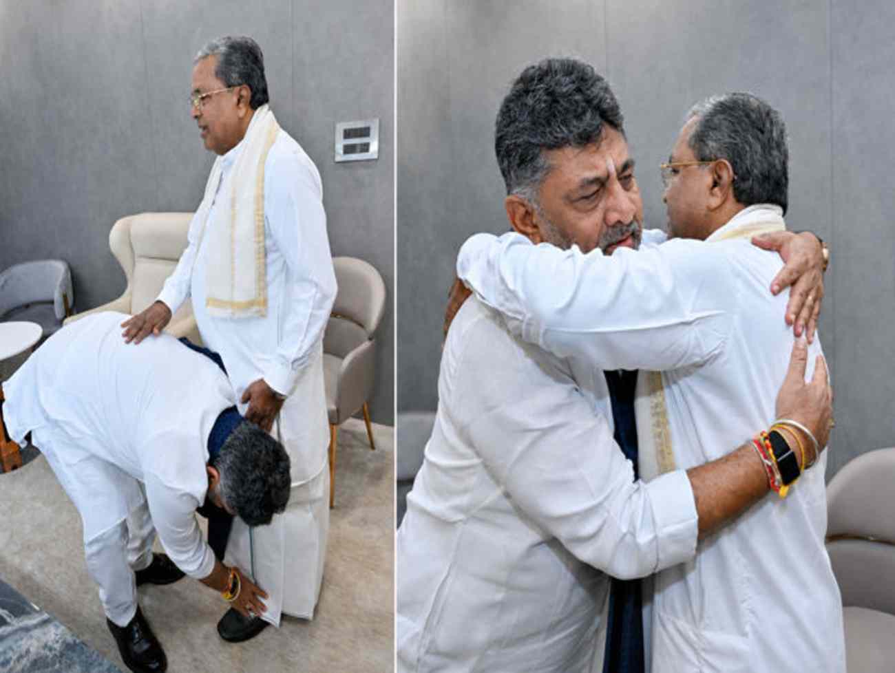 કર્ણાટકના CM સિદ્ધારમૈયા આપશે રાજીનામું: કેબિનેટમાં જાહેરાત, ડિકે શિવકુમારે કર્યા ચરણસ્પર્શ