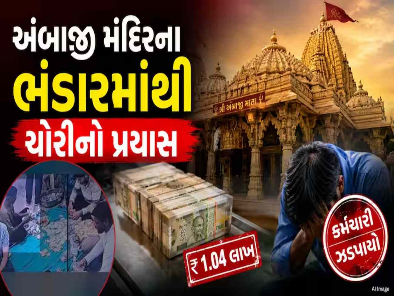 લો હવે અંબાજી મંદિરમાં ચોરીનો પ્રયાસ , મંદિરના ભંડારમાંથી 1 લાખની નોટોનું બંડલ ચોરવાનો પ્રયાસ,
