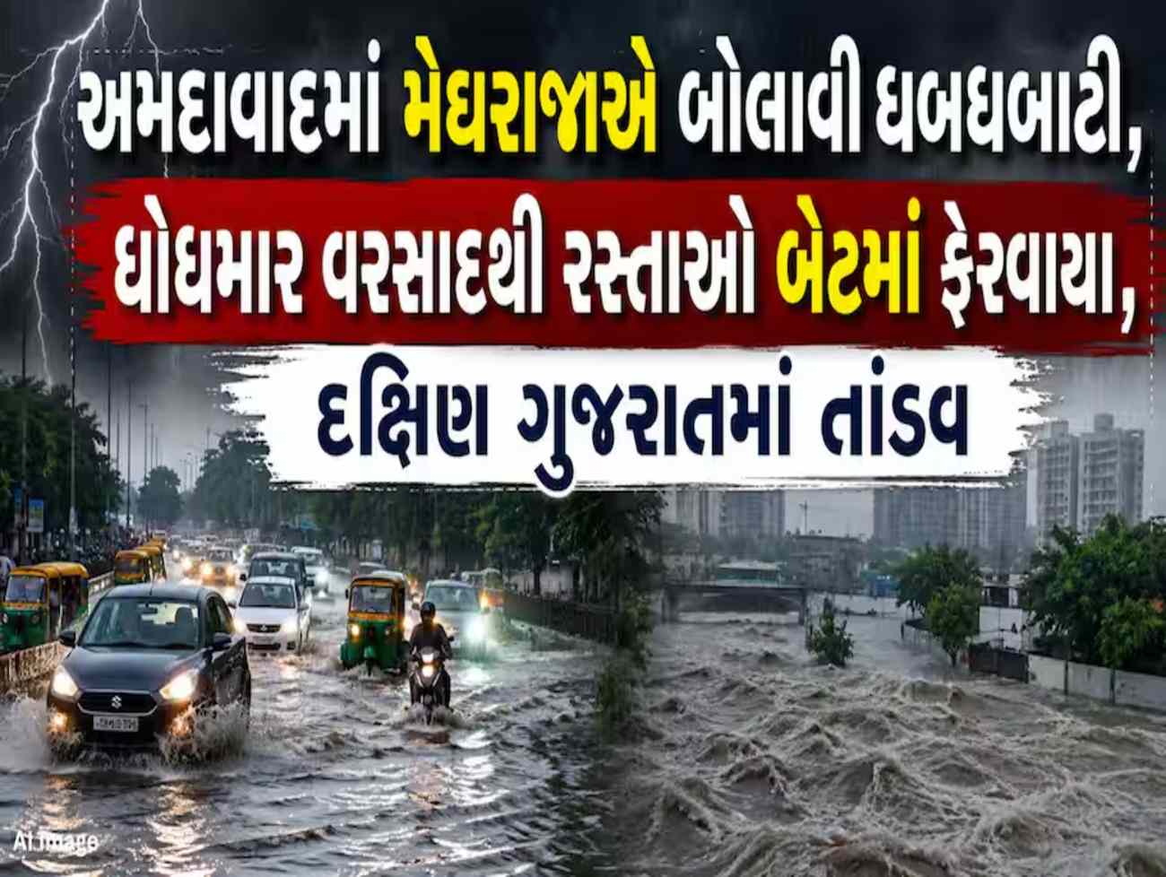 અમદાવાદમાં પૂર જેવી સ્થિતિ! 5 અંડરપાસ બંધ; ઘરોમાં પાણી ઘૂસ્યા, રસ્તાઓ બેટમાં ફેરવાયા, S.G હાઇ-વે પર 7થી 8 કિ.મી લાંબો ટ્રાફિક જામ