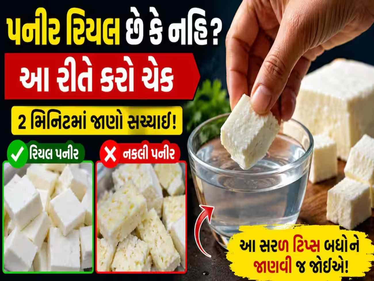 Health Alert: પનીર ખાતા પહેલા સાવધાન, ડુપ્લીકેટ છે કે પ્યોર? આ રીતે 2 મિનિટના ટેસ્ટથી પારખો