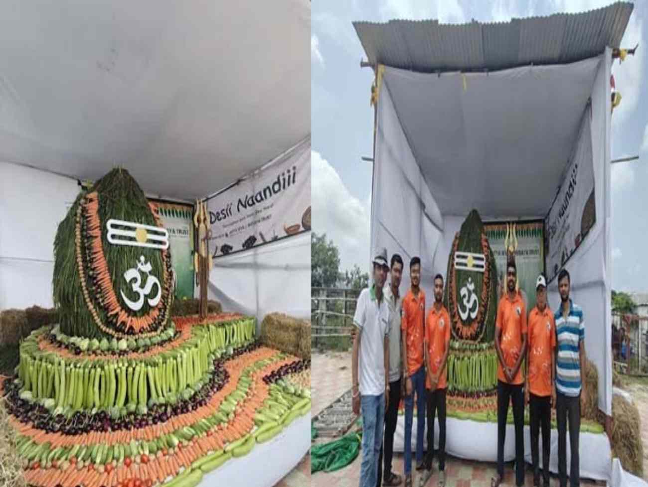 અન્ન'ને આકાર આપ્યો મહાદેવનો: સુરતમાં 2000 કિલો શાકભાજીમાંથી 10 ફૂટનું શિવલિંગ, હવે ગૌશાળાની ગાયોને અપાશે